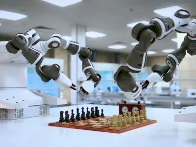 Robots playing chess Low-poly 3D model