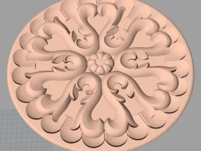 Furniture decoration round flower 3D STL model for CNC E914 3D model