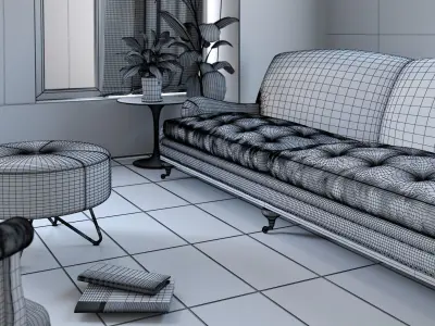 interior tile floor Low-poly 3D model