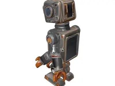 Retro Rusty Robot Character Model Low-poly 3D model