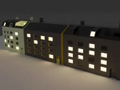 Typical renovated Berlin Buildings from the 1890s LowPoly Free 3D model