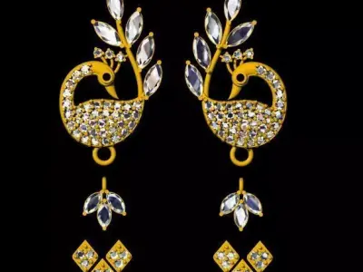 peacock Earring 3dm file 3D print model