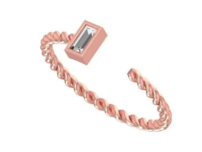 Solitaire Women Light Weight Baguette stone Twisted Band Ring 3D print model purchase