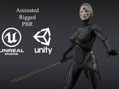 Android Geisha Low-poly 3D model
