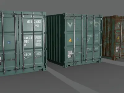 PBR 20 ft Shipping Cargo Container Version 2 - Green Light Low-poly 3D model