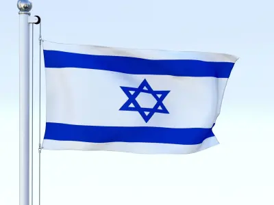Animated Israel Flag Low-poly 3D model