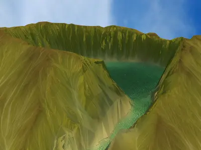 Volcanic Lake Terrain terrain Low-poly 3D model