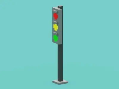 Voxel Traffic Light Low-poly 3D model