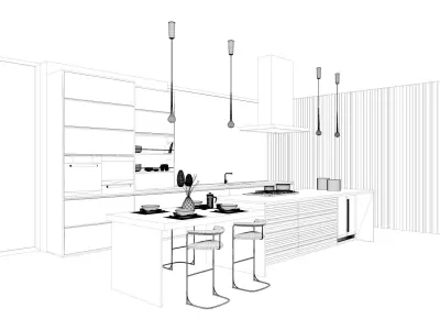 VRay - C4D Scene files - Minimalist Kitchen Scene 2 Interior 3D model