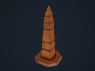 Obelisk 1 wooden pole Low-poly 3D model