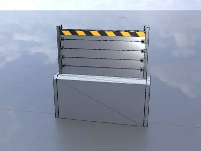 Aluminum flood protection wall with concrete foundation 2m x 2m Low-poly 3D model