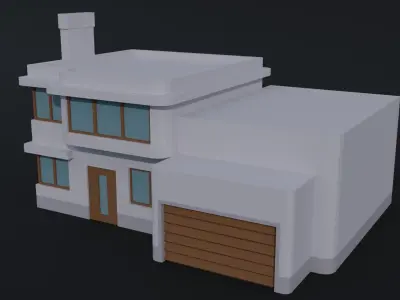 Cartoon Hi Tech simpsons house Polygonal Style Low-poly 3D model