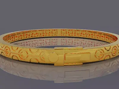 Luxury Gold Bracelet with Geometric Pattern 3D print model