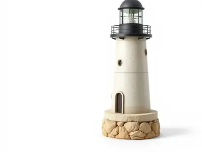 Cracked Stone Lighthouse Architectural model pack Low-poly 3D model