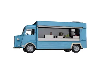 Vintage Food Truck Retro Mobile Street Food Vehicle 3D model