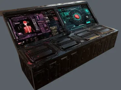 Scifi Modular Screen -Medical Computer  Videogame-Unity-PRB-glFT Low-poly 3D model