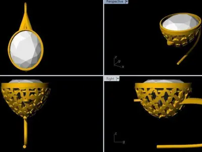 Oval Stone Stud Earrings 3dm file 3D print model