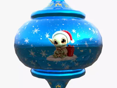 Charming Baby Holiday Blue Bauble 3D Model  PBR Only Quads Low-poly 3D model
