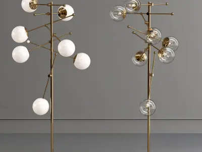 PLANETARIUM two brass floor lamps with glass balls 3D model