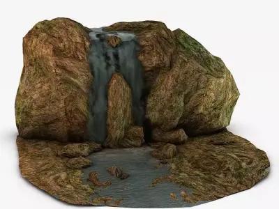 Mossy Waterfall Low-poly 3D model