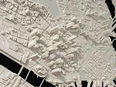 3D Boston 3D Map 3D City Art Landmark Boston Skyline 3D Art 3D print model
