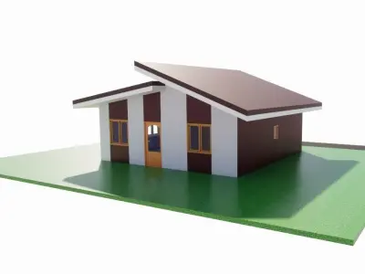 Sloped Roof Private House 3D model