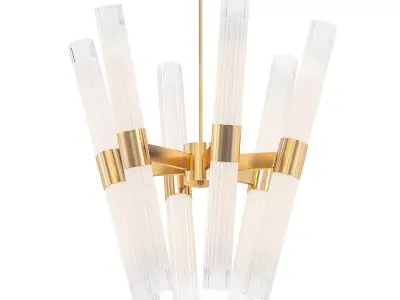 Trella modern chandelier with brass and clear glass rods 3D model