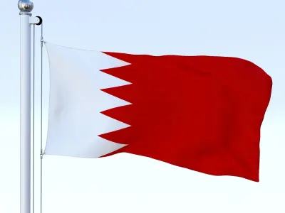 Animated Bahrain Flag Low-poly 3D model
