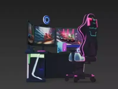 Next-Gen RGB Corner Gaming Setup 3D Model - LED Gam  Accessories 3D model