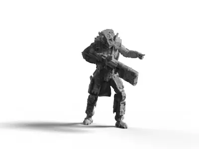 Sci Fi Battle Armor Miniatures - Energy Laser Rifle Team 3D print model