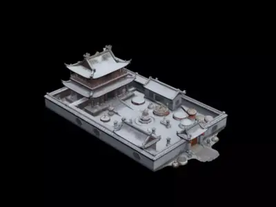  courtyard snow scenery 3D model