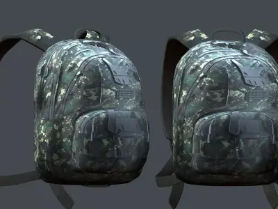 Backpack Camping Generic military human bag storqge baggage Low-poly 3D model
