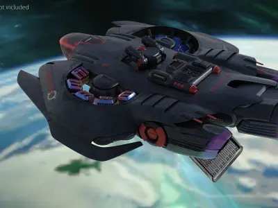  Sci-Fi Armored Assault Dropship Black Rigged for Cinema 4D 