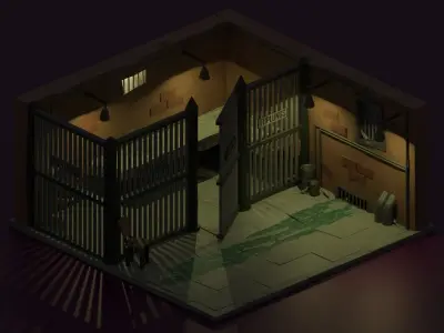 Low Poly Prison Cell Low-poly 3D model