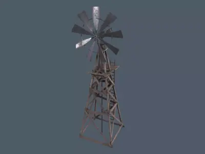 Windmill 3D model old Low-poly 3D model