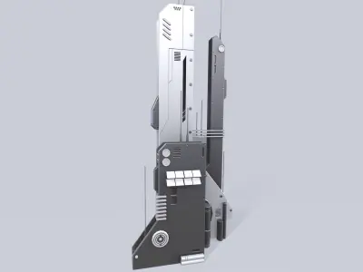 Futuristic building Low-poly 3D model 4