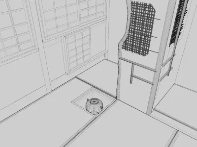 Japanese traditional tea-ceremony house 3D model