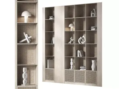 Shelves with decorative rattan inserts 3D model