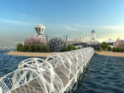 0077 - Future City Island 01 - 2D Drawing - 3D Files 3D model