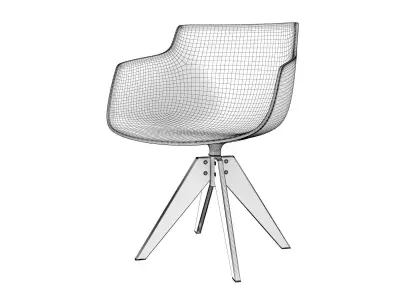 Flow Armchair VN 4-legged oak 3D model