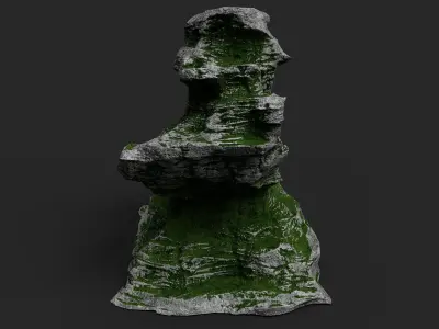 Mossy Cliff Rock 23-2 Low-poly 3D model