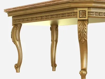 French Century Transitional Giltwood and Marble Coffee  3D model