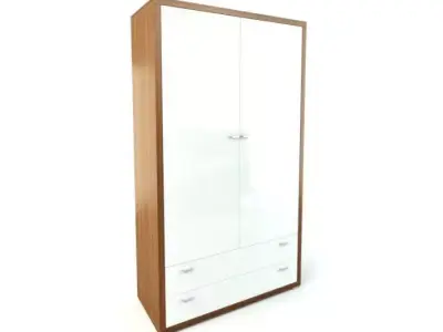 Wooden And White Dresser 3D model