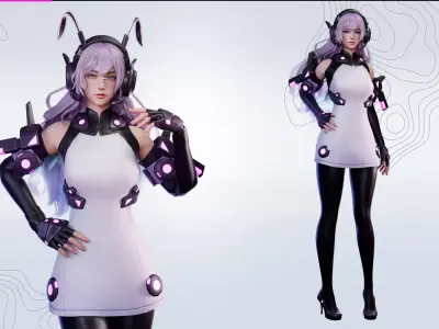 Cyber Operator Girl Ophelia - Game Ready Low-poly 3D model