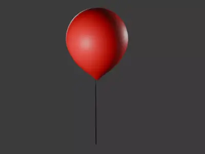 Red Balloon with String  Simple 3D Model  Low Poly 3D model