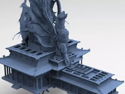 Dragon Temple Ronin temple 3D model