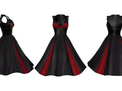 Rockabilly Dress Low-poly 3D model
