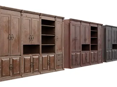 Large Wooden Cupboards Low-poly 3D model