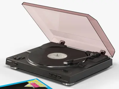 Sony PS-LX300USB turntable with Vinyl Record Low-poly 3D model