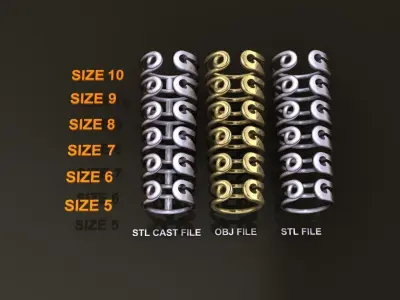 Safety Pin Ring Band Mix Size 3D print model